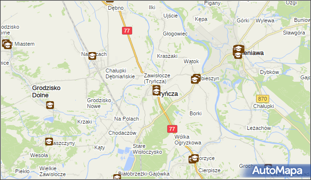 mapa Tryńcza, Tryńcza na mapie Targeo