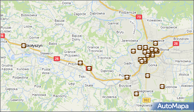 mapa Trzcinica gmina Jasło, Trzcinica gmina Jasło na mapie Targeo