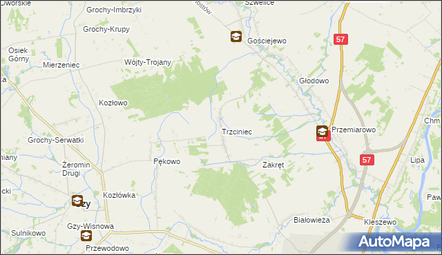 mapa Trzciniec gmina Pułtusk, Trzciniec gmina Pułtusk na mapie Targeo