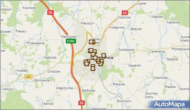 mapa Trzebnica, Trzebnica na mapie Targeo