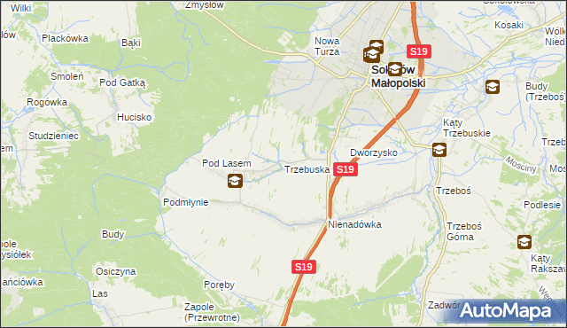 mapa Trzebuska, Trzebuska na mapie Targeo