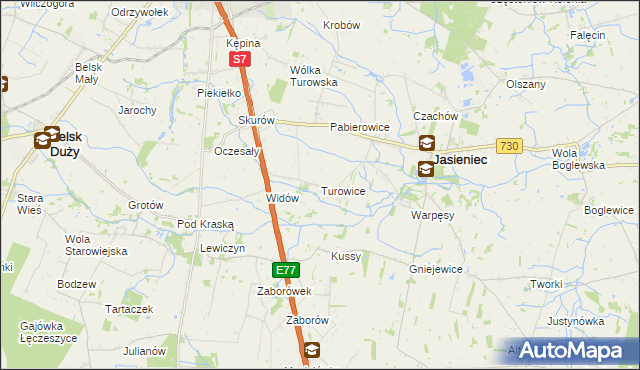 mapa Turowice gmina Jasieniec, Turowice gmina Jasieniec na mapie Targeo