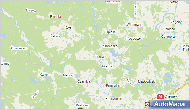 mapa Turowo gmina Miastko, Turowo gmina Miastko na mapie Targeo