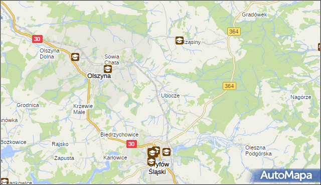 mapa Ubocze gmina Gryfów Śląski, Ubocze gmina Gryfów Śląski na mapie Targeo