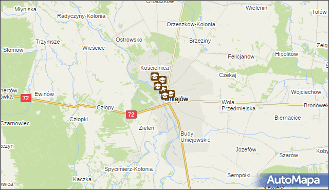 mapa Uniejów, Uniejów na mapie Targeo