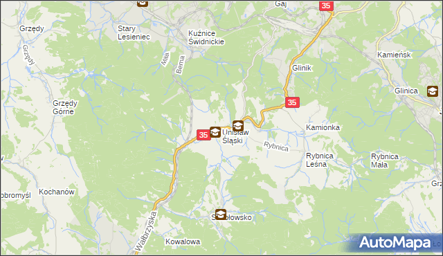 mapa Unisław Śląski, Unisław Śląski na mapie Targeo