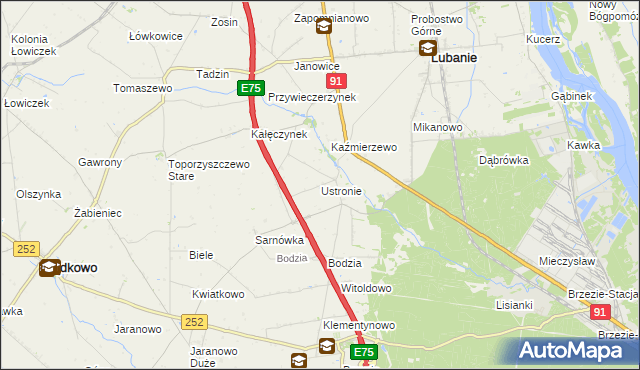 mapa Ustronie gmina Lubanie, Ustronie gmina Lubanie na mapie Targeo