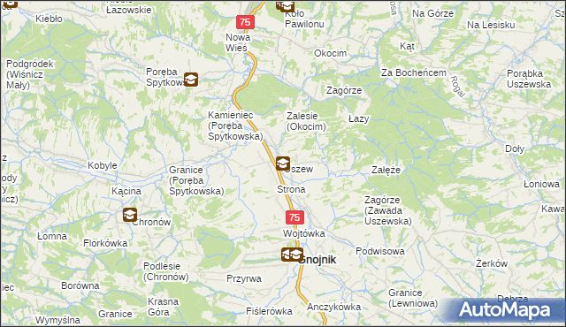 mapa Uszew, Uszew na mapie Targeo