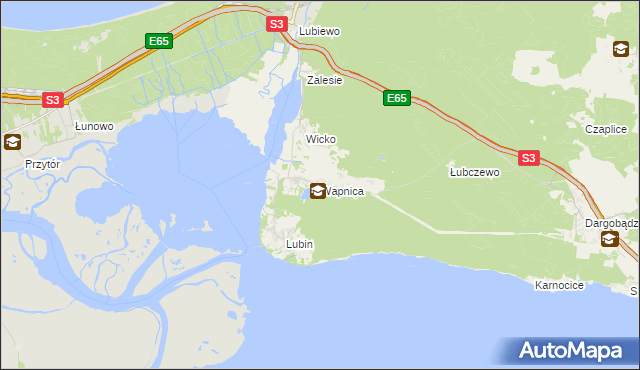 mapa Wapnica gmina Międzyzdroje, Wapnica gmina Międzyzdroje na mapie Targeo