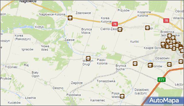 mapa Warzyn Pierwszy, Warzyn Pierwszy na mapie Targeo