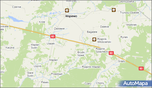 mapa Wąsewo-Lachowiec, Wąsewo-Lachowiec na mapie Targeo