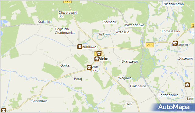 mapa Wicko powiat lęborski, Wicko powiat lęborski na mapie Targeo