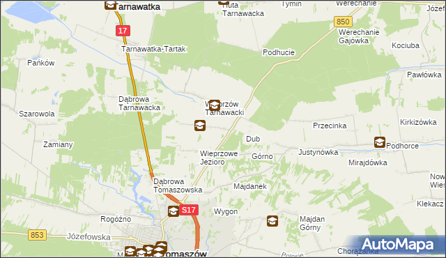 mapa Wieprzów Ordynacki, Wieprzów Ordynacki na mapie Targeo