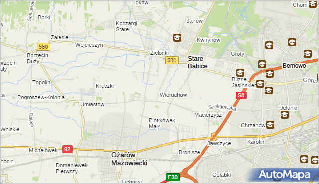 mapa Wieruchów, Wieruchów na mapie Targeo