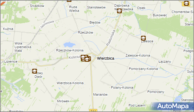 mapa Wierzbica powiat radomski, Wierzbica powiat radomski na mapie Targeo