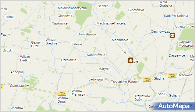 mapa Wilkonice gmina Błędów, Wilkonice gmina Błędów na mapie Targeo