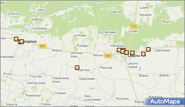 mapa Wilków gmina Leszno, Wilków gmina Leszno na mapie Targeo