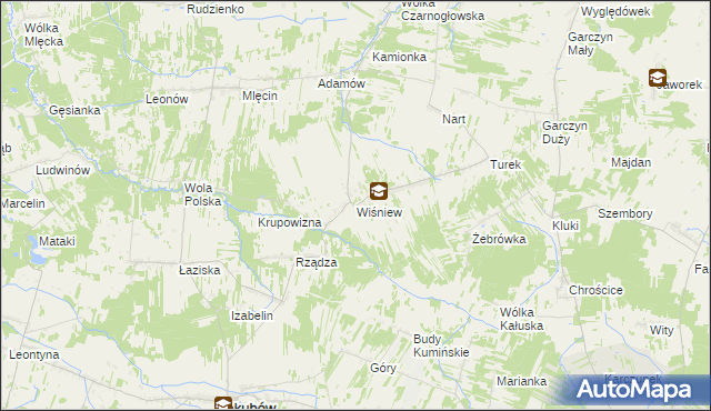 mapa Wiśniew gmina Jakubów, Wiśniew gmina Jakubów na mapie Targeo