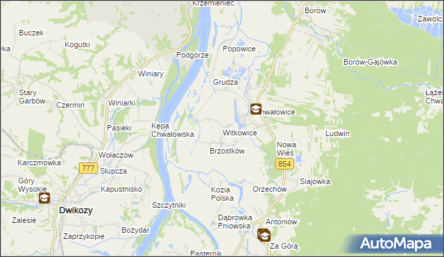 mapa Witkowice gmina Radomyśl nad Sanem, Witkowice gmina Radomyśl nad Sanem na mapie Targeo