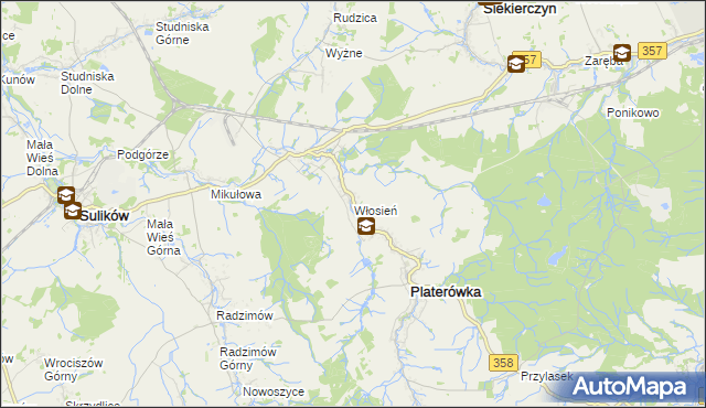 mapa Włosień, Włosień na mapie Targeo