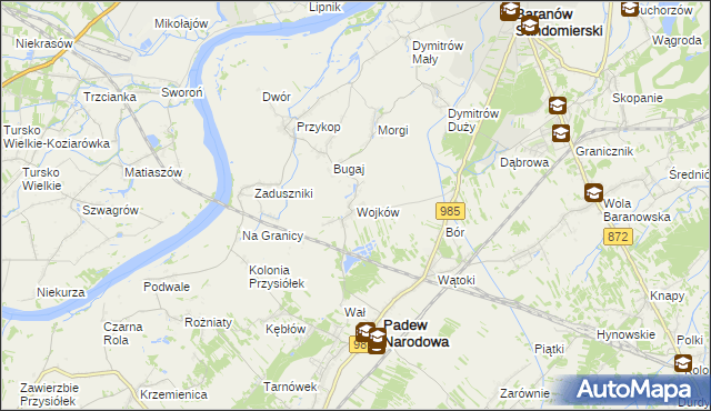 mapa Wojków gmina Padew Narodowa, Wojków gmina Padew Narodowa na mapie Targeo