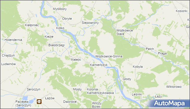 mapa Wojtkowice-Glinna, Wojtkowice-Glinna na mapie Targeo