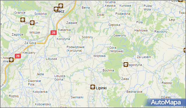 mapa Wójtowa, Wójtowa na mapie Targeo