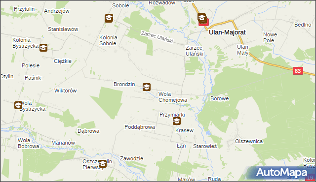 mapa Wola Chomejowa, Wola Chomejowa na mapie Targeo