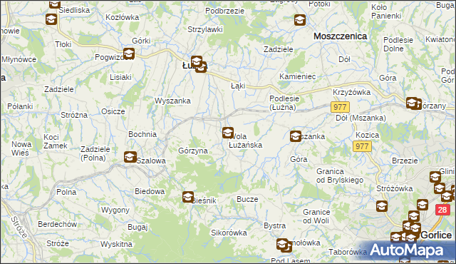 mapa Wola Łużańska, Wola Łużańska na mapie Targeo