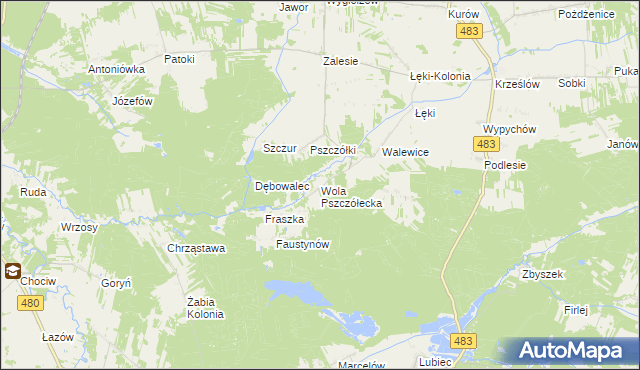mapa Wola Pszczółecka, Wola Pszczółecka na mapie Targeo