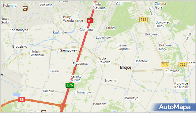 mapa Wola Rakowa, Wola Rakowa na mapie Targeo