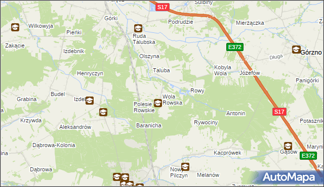 mapa Wola Rowska, Wola Rowska na mapie Targeo