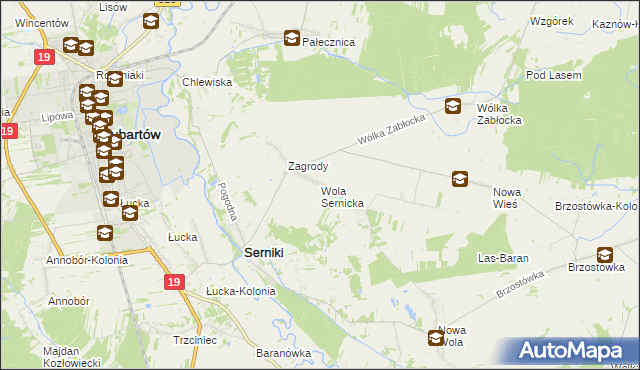 mapa Wola Sernicka, Wola Sernicka na mapie Targeo