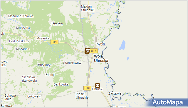 mapa Wola Uhruska, Wola Uhruska na mapie Targeo