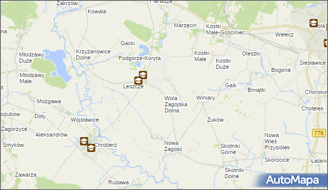 mapa Wola Zagojska Dolna, Wola Zagojska Dolna na mapie Targeo