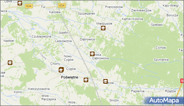 mapa Wólka Dąbrowicka, Wólka Dąbrowicka na mapie Targeo