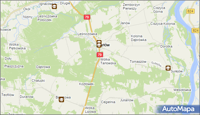 mapa Wólka Tarłowska, Wólka Tarłowska na mapie Targeo