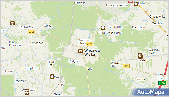 mapa Wręczyca Wielka, Wręczyca Wielka na mapie Targeo