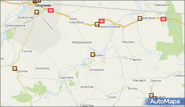 mapa Wróblin, Wróblin na mapie Targeo