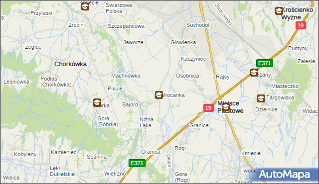 mapa Wrocanka gmina Miejsce Piastowe, Wrocanka gmina Miejsce Piastowe na mapie Targeo