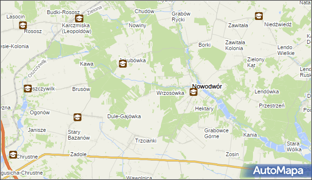 mapa Wrzosówka gmina Nowodwór, Wrzosówka gmina Nowodwór na mapie Targeo