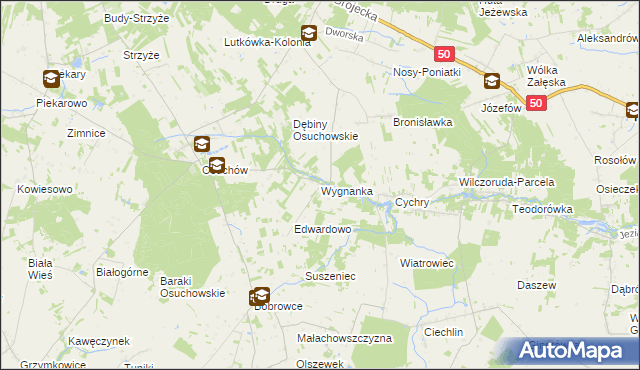 mapa Wygnanka gmina Mszczonów, Wygnanka gmina Mszczonów na mapie Targeo