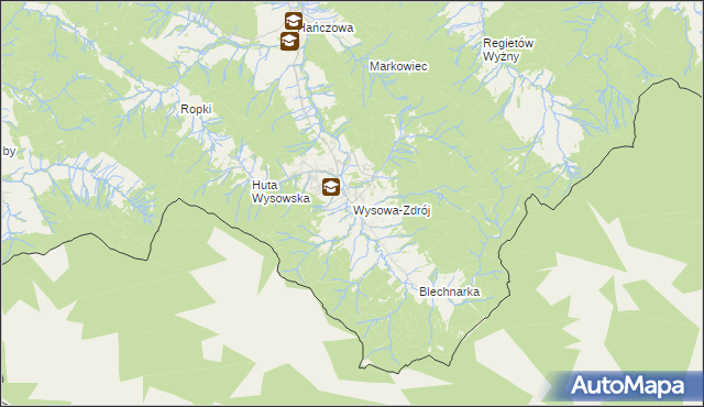 mapa Wysowa-Zdrój, Wysowa-Zdrój na mapie Targeo