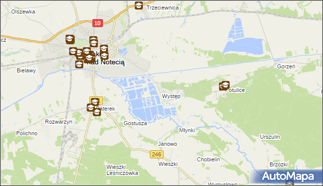 mapa Występ gmina Nakło nad Notecią, Występ gmina Nakło nad Notecią na mapie Targeo