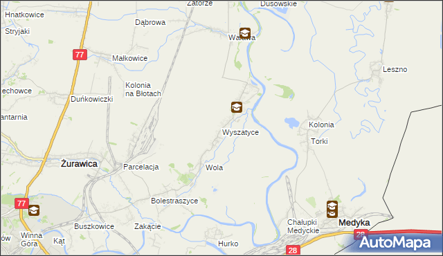 mapa Wyszatyce, Wyszatyce na mapie Targeo