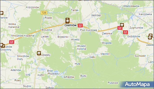 mapa Wywóz Kolonia, Wywóz Kolonia na mapie Targeo