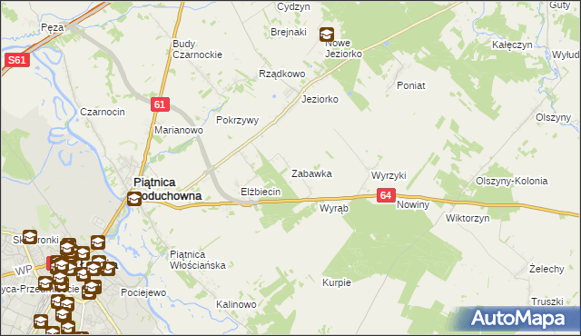 mapa Zabawka gmina Piątnica, Zabawka gmina Piątnica na mapie Targeo