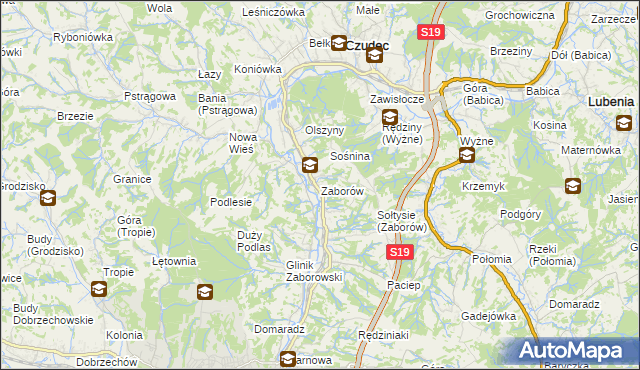 mapa Zaborów gmina Czudec, Zaborów gmina Czudec na mapie Targeo