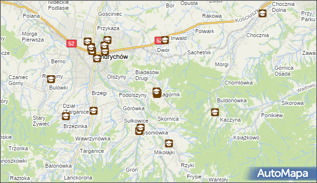 mapa Zagórnik gmina Andrychów, Zagórnik gmina Andrychów na mapie Targeo