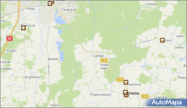 mapa Zahajki gmina Drelów, Zahajki gmina Drelów na mapie Targeo